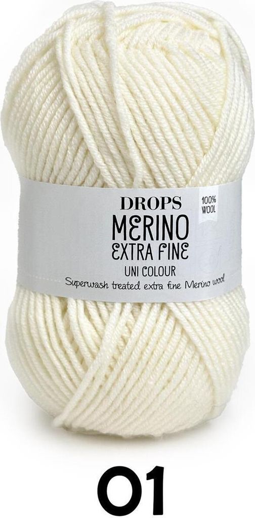 DROPS Merino Extra Fine, Uni Colour 01 blanc naturel Image du produit 