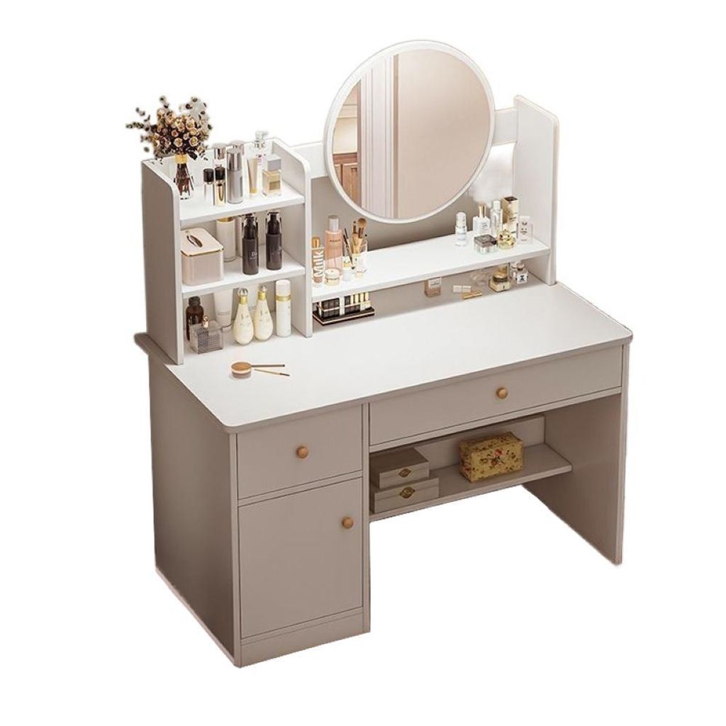 Toilette con specchio e cassetti bianca glamour 100 cm Immagine del prodotto 