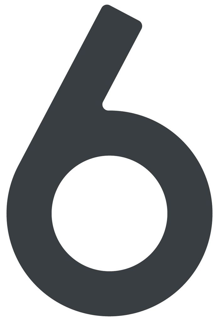 Selbstklebende Hausnummer "6" - 76 mm in Anthrazit