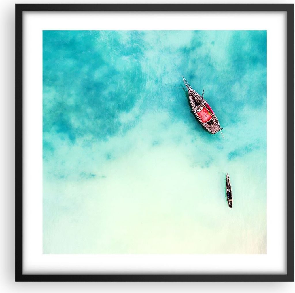Gerahmtes Poster - Schwarzer Rahmen - Insel Boot Schiff Produktbild 