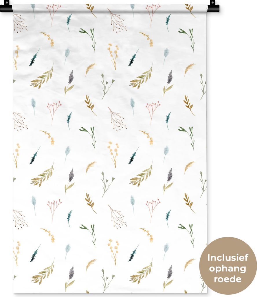 MuchoWow Wandteppich Wandbehang Pflanzen - Vintage - Pastell 60x90 cm Tapisserie Dekoration Wandtuch - Foto-Teppich - Abwaschbar