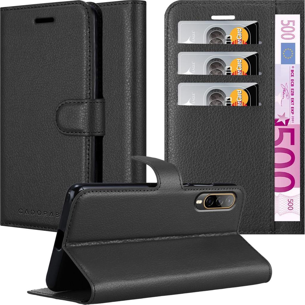 Cadorabo Hülle für HTC Desire 22 PRO in PHANTOM SCHWARZ Schutzhülle mit Magnetverschluss, Standfunktion und Kartenfach Flip Case Cover Etui Hand...