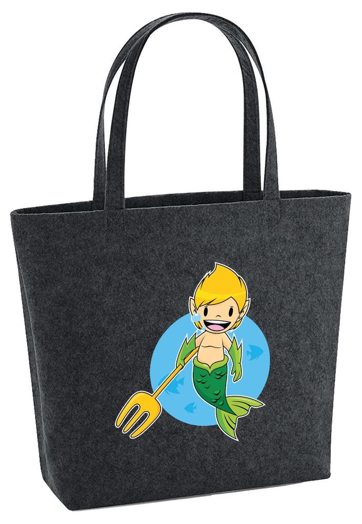 Huuraa Filzshopper Wassermann Fabelwesen 22 Liter Charcoal Melange Filztasche Geschenkidee