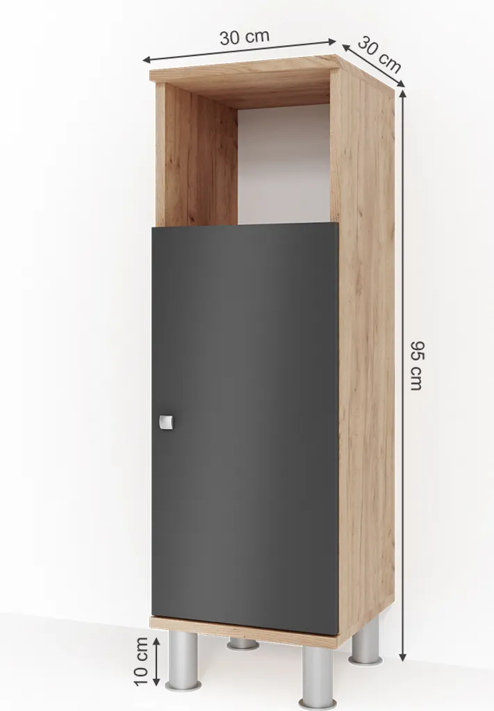 Meuble de rangement Vicco Fynn Chêne 30x95cm pour petite salle de bain
