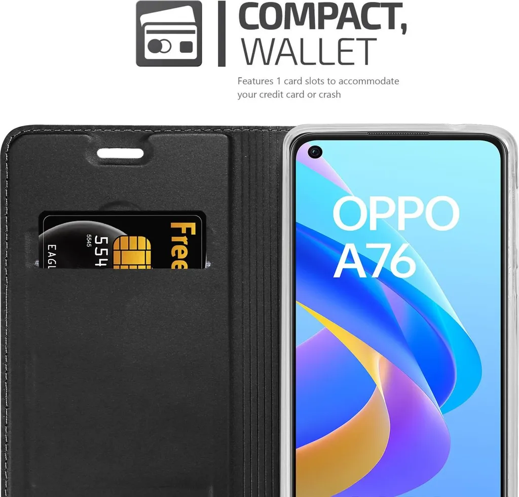 Cadorabo custodia per cellulare per Oppo A36 / A76 / A96 4G / K10 4G / Realme 9i custodia protettiva in nero Cover Etui Book Case - 5