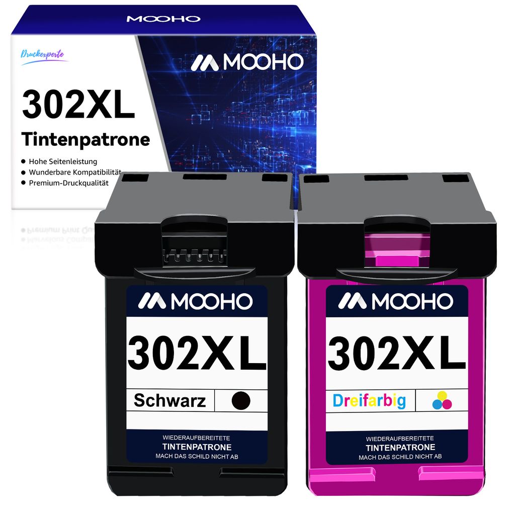 2x 302 XL ersetzt für HP 302 Druckerpatrone Deskjet 3630 3633 3634 3636 Envy 4520 4522 4524 4525 4527 OfficeJet 3830 3831 3832 3833 5220 5230 5232