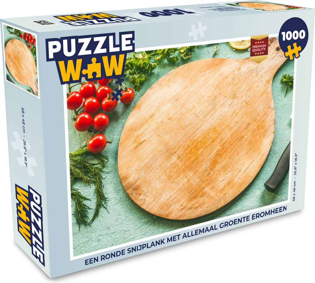 MuchoWow Puzzle 1000 Teile Ein rundes Schneidebrett mit allerlei Gemüse drum herum - Erwachsene - Rätsel