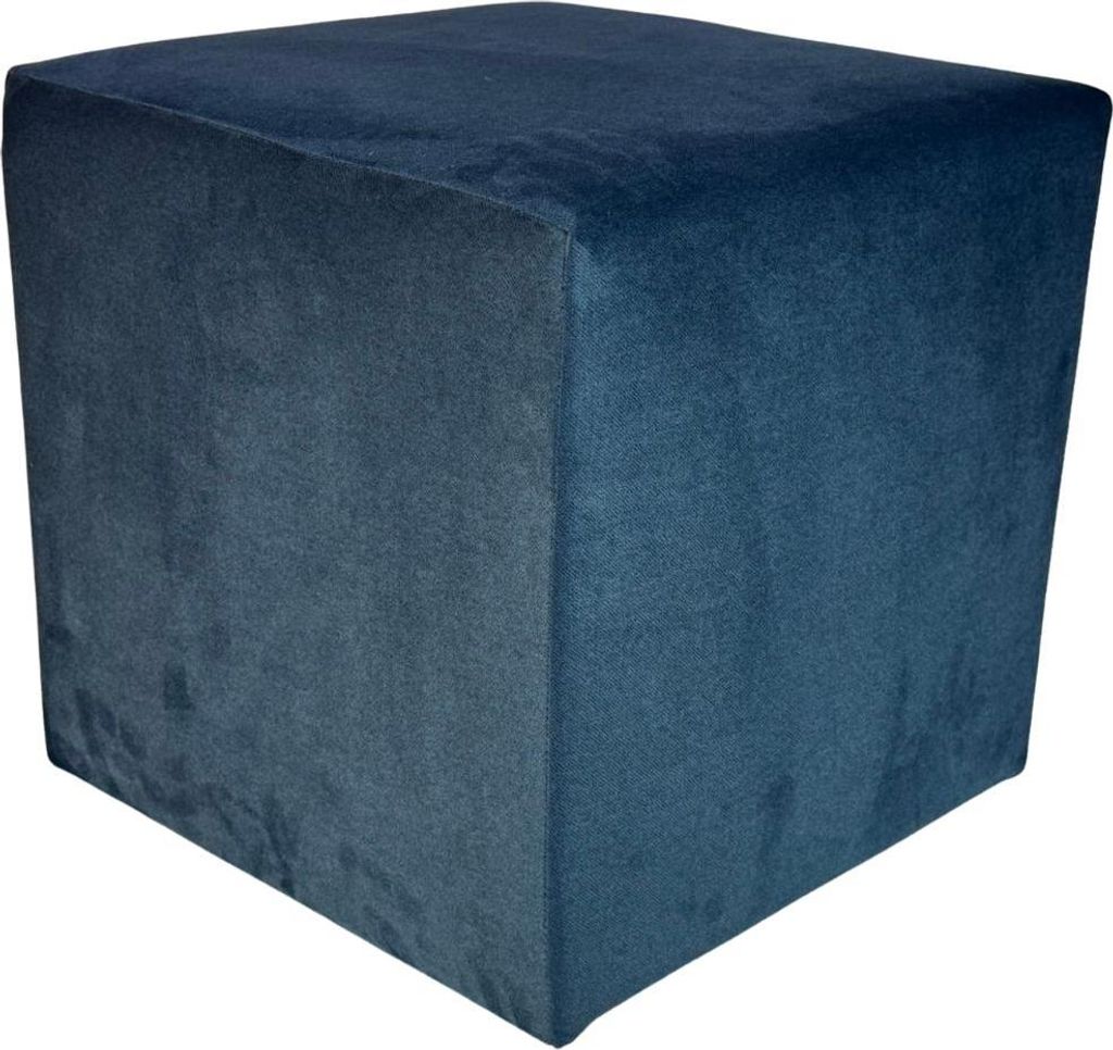 Velours-Hocker ELEMENT 40x40 cm quadratisch – pflegeleichter, schwer entflammbarer Polsterhocker fürs Wohnzimmer – Marineblau
