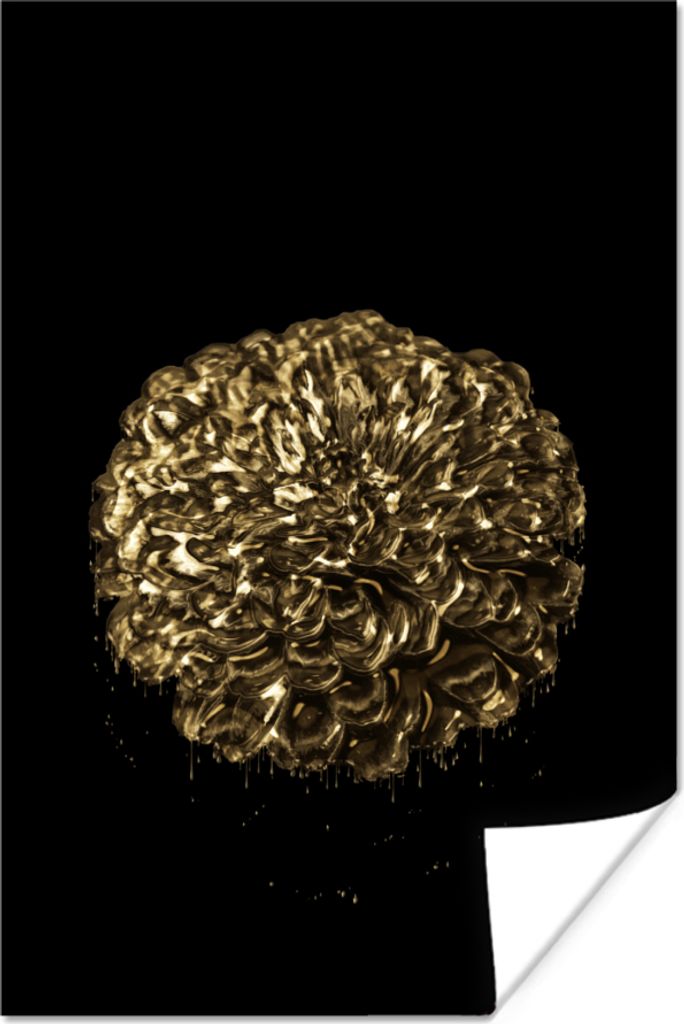 MuchoWow Poster Blume - Schwarz - Blatt 80x120 cm - Papierdruck