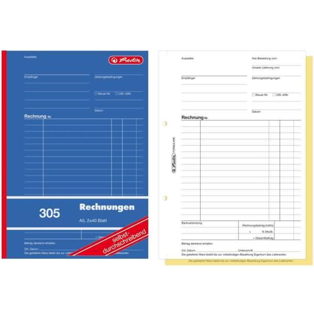 Herlitz Rechnungsbuch A5 305 2x40 Bl. sd. 4er Packung Immagine del prodotto 