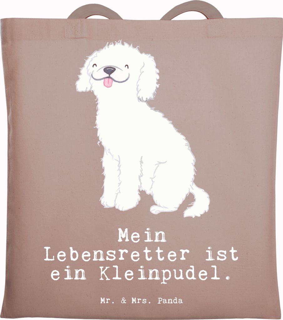 Mr. & Mrs. Panda Tote Bag Kleinpudel Lebensretter - Braun Pastell - Geschenk, Schultasche, Tasche, Uni, Stoffbeutel, Laptoptasche, Pudel