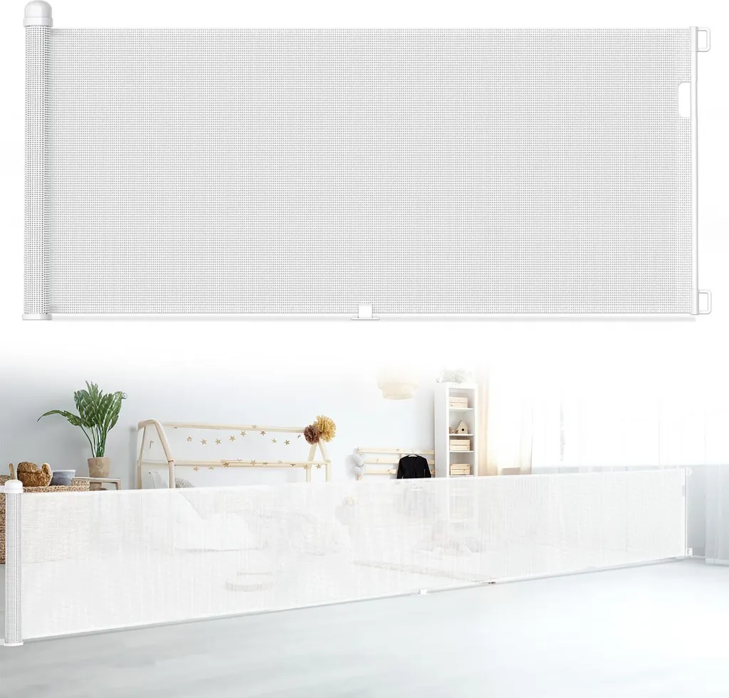 Grande Barrière de Sécurité Extensible Blanche 3m pour Bébé et Animaux