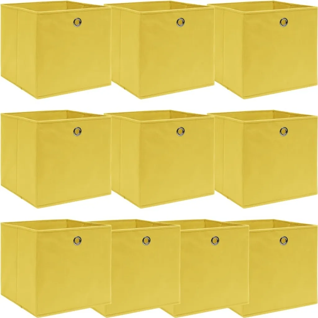 Boîtes de rangement 10 pcs en tissu jaune 32x32x32 cm pour étagères