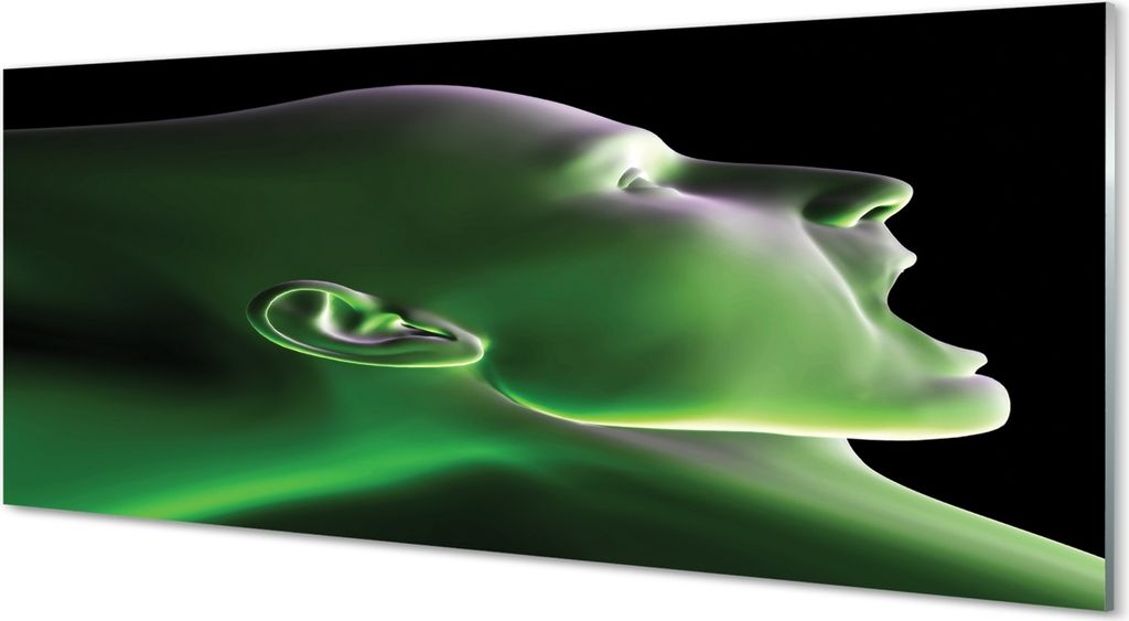 Glasbilder 125x50 Wandkunst Der Kopf Mann grünes Licht Produktbild 