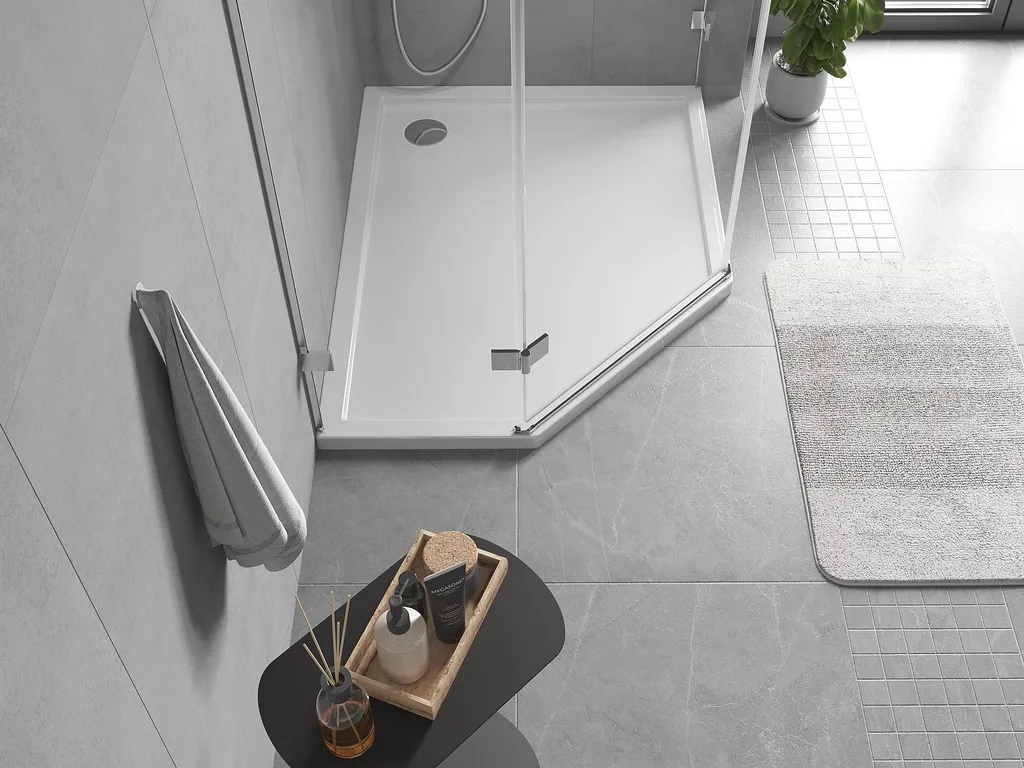 Receveur de douche pentagonal 90x80 cm blanc : fini les angles encombrés - 3