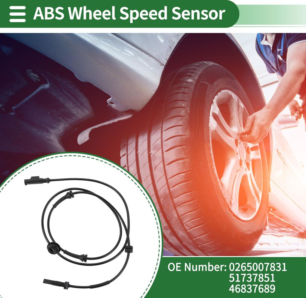 ABS Raddrehzahlsensor ABS Sensor Antiblockiersystem Sensor für Fiat Punto 1.9 2003-2012 Nr.0265007831/51737851 Hinten Links