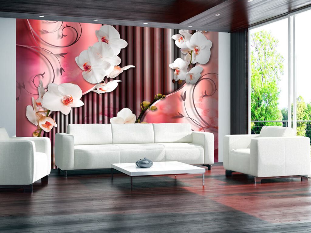 Vlies Fototapete 400x280 cm Tapeten Wandtapete XXL Blumen Orchidee Abstrakt Ornament b-A-0087-a-c