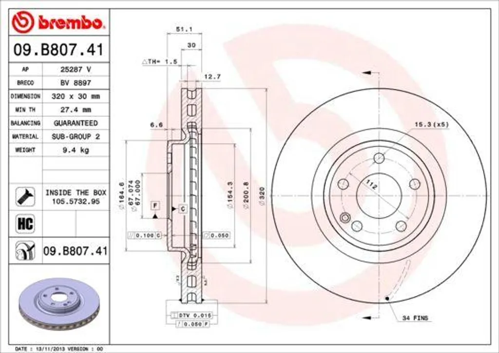 Disque de frein ventilé avant pour Mercedes CLA C117 et GLA X156 Brembo
