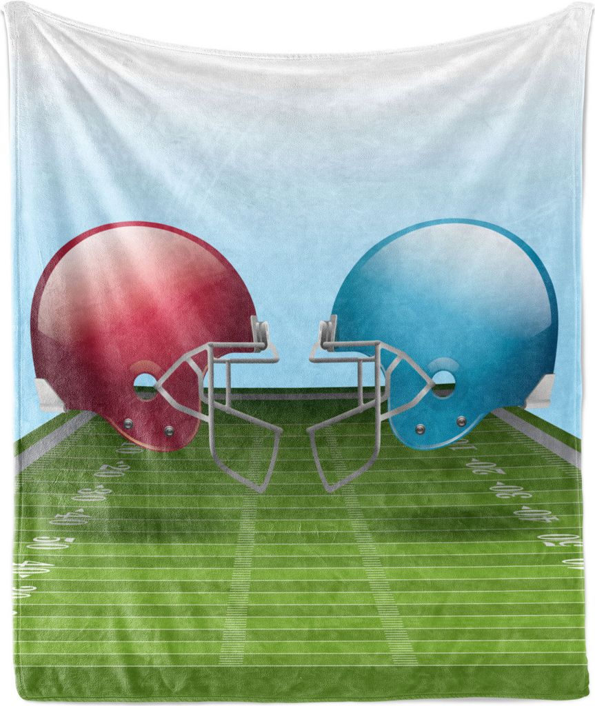 ABAKUHAUS Sport Weich Flanell Fleece Decke, Fußball Schutzhelme auf Feld, Gemütlicher Plüsch für den Innen- und Außenbereich, 125 x 175 cm, Co...