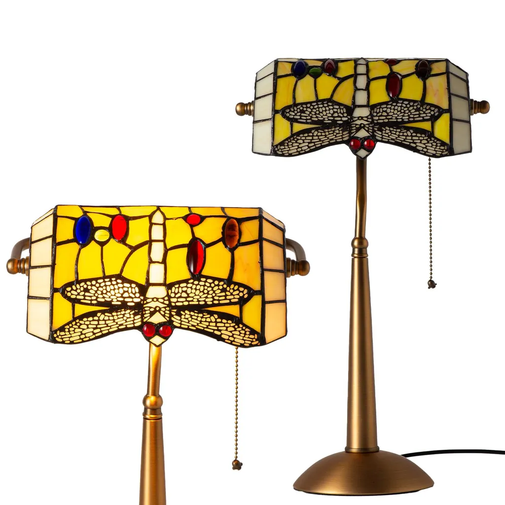 Lampada da tavolo a forma di libellula ispirata a Tiffany in cristallo - E27