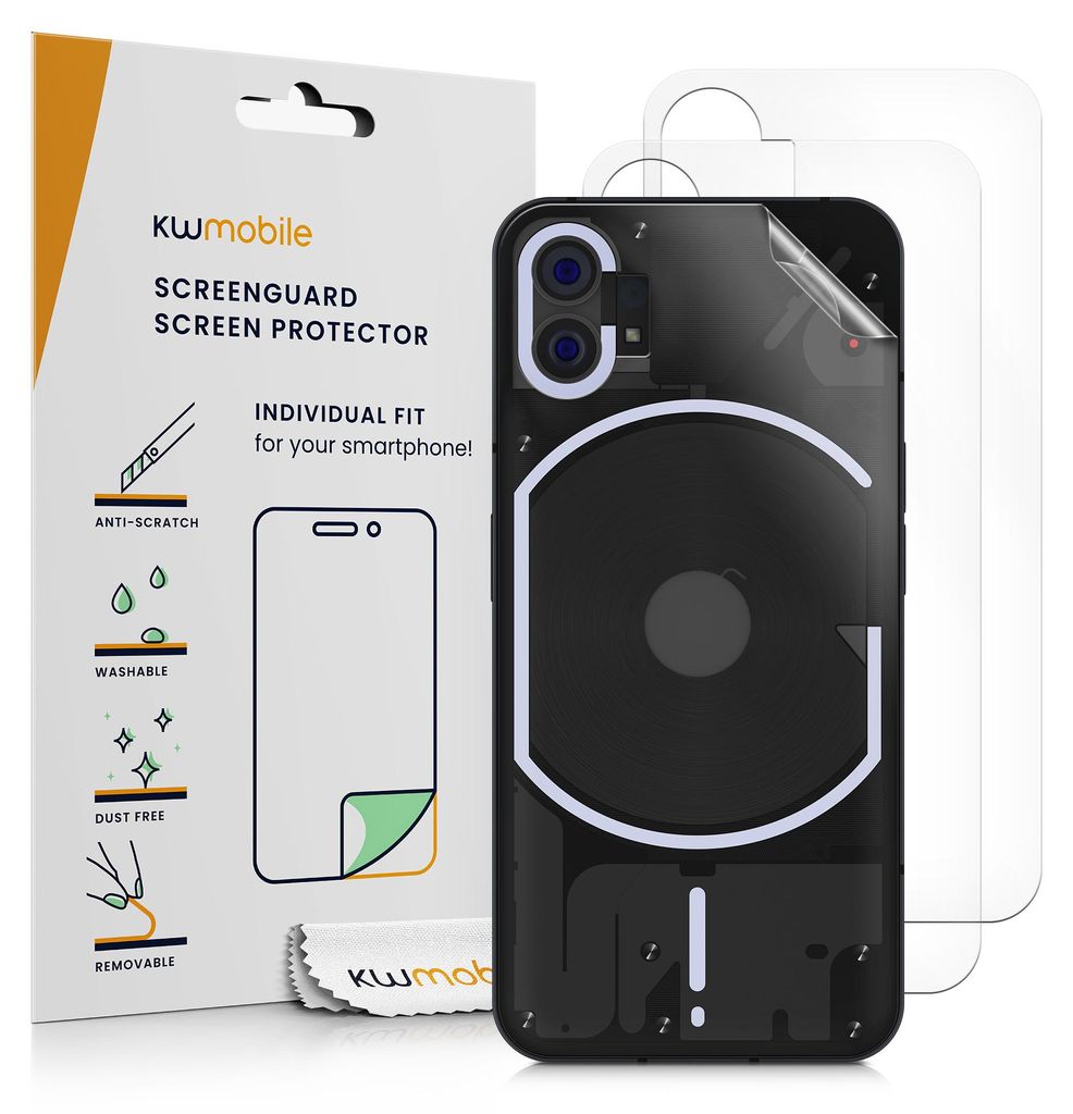 kwmobile 3x Schutzfolie Rückseite kompatibel mit Nothing Phone (1) - Folie Backcover Smartphone - Handyfolie transparent