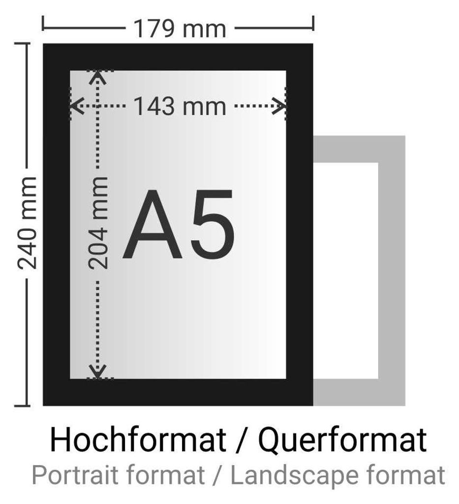 Dokumentenhalter DIN A5 Hoch & Querformat magnetisch schwarzer Rand, beiseitig Dokumententasche Aushangfolie Magnetrahmen Hart PVC