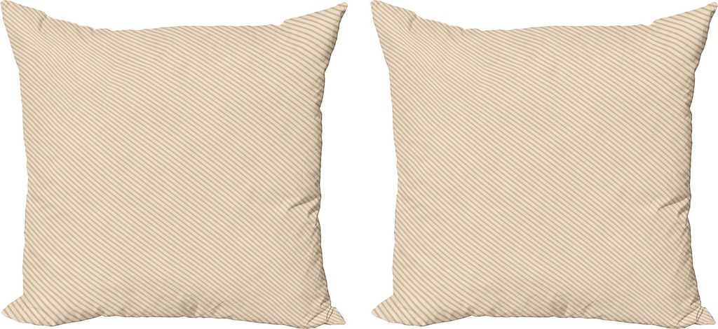 ABAKUHAUS naturfarben Kissenbezug Set (2Stück), Diagonale Streifen Simplistic Motive Geometrische Illustration Abstrakte Slanted Grund, 45 x 45 cm...