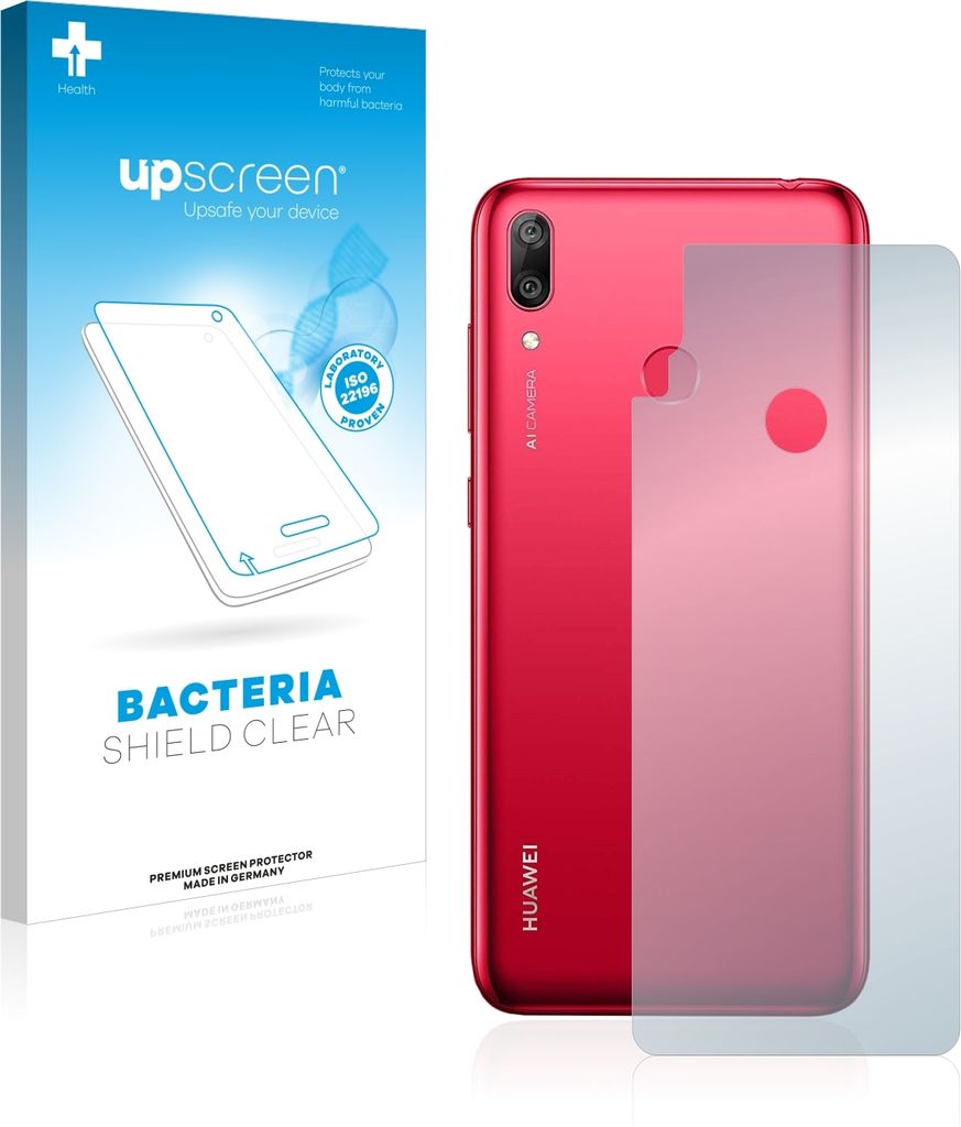upscreen Schutzfolie für Huawei Y7 2019 (Rückseite) Antibakterielle Folie Klar Anti-Kratzer