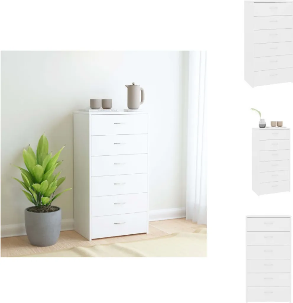 Credenza vidaXL Bianca in Legno | 6 Cassetti per un Soggiorno Ordinato