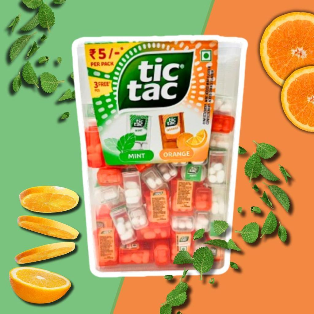 Tic Tac 75 Mini – Munt & Sinaasappel | Grote verpakking met Productafbeelding 