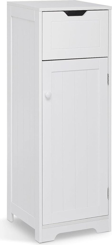 Schmale Badezimmerkommode mit Schublade und Tür - multifunktional - 1 Stück - weiß - MDF