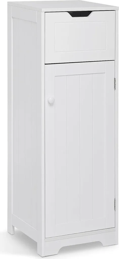Meuble colonne de salle de bain multifonction blanc avec tiroir 80cm