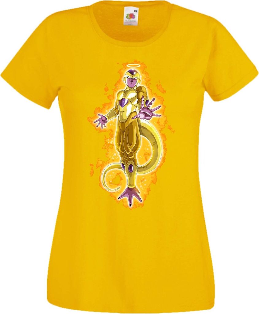 Damen T-Shirt Anime Manga Dragon Anime Manga Ball Z 08 Golden Freezer, Lady XS / Gelb
