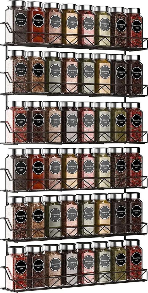Wandmontierte Gewürzregale aus Eisendraht - Set von 2 - Großer Gewürzorganizer für Gläser - Metall Chrom - Über-der-Tür-Gewürzregal - Für ...