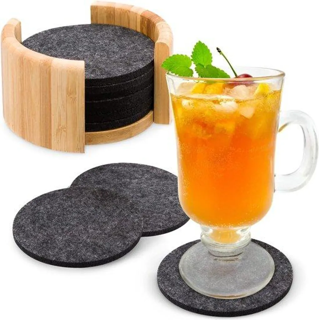 Support mugs en bambou design gris foncé, socle stable pour 6 grandes tasses