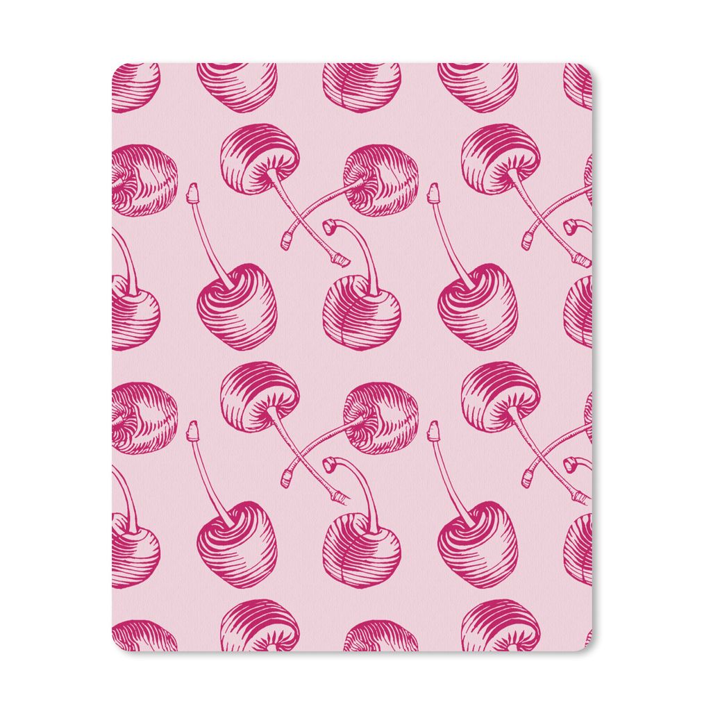 MuchoWow Mauspad Mousepad Vintage - Kirschen - Muster - Rosa 19x23 cm - Mousepads - Maus Mat - Pad - Mausunterlage - Mauspads - Spielen