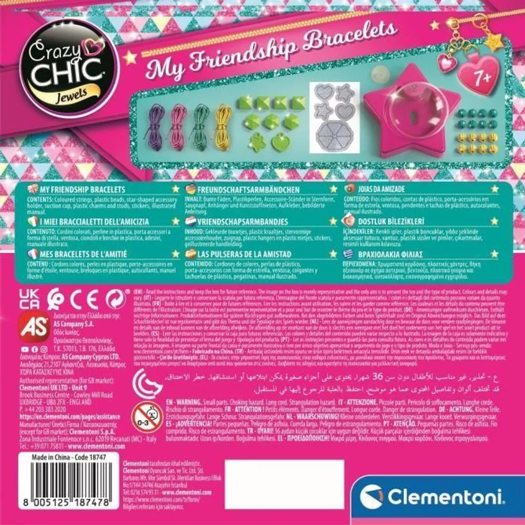 Clementoni Crazy Chic Set braccialetti dell'amicizia, set per creare gioielli con perline e fili, dai 7 anni in su - 6
