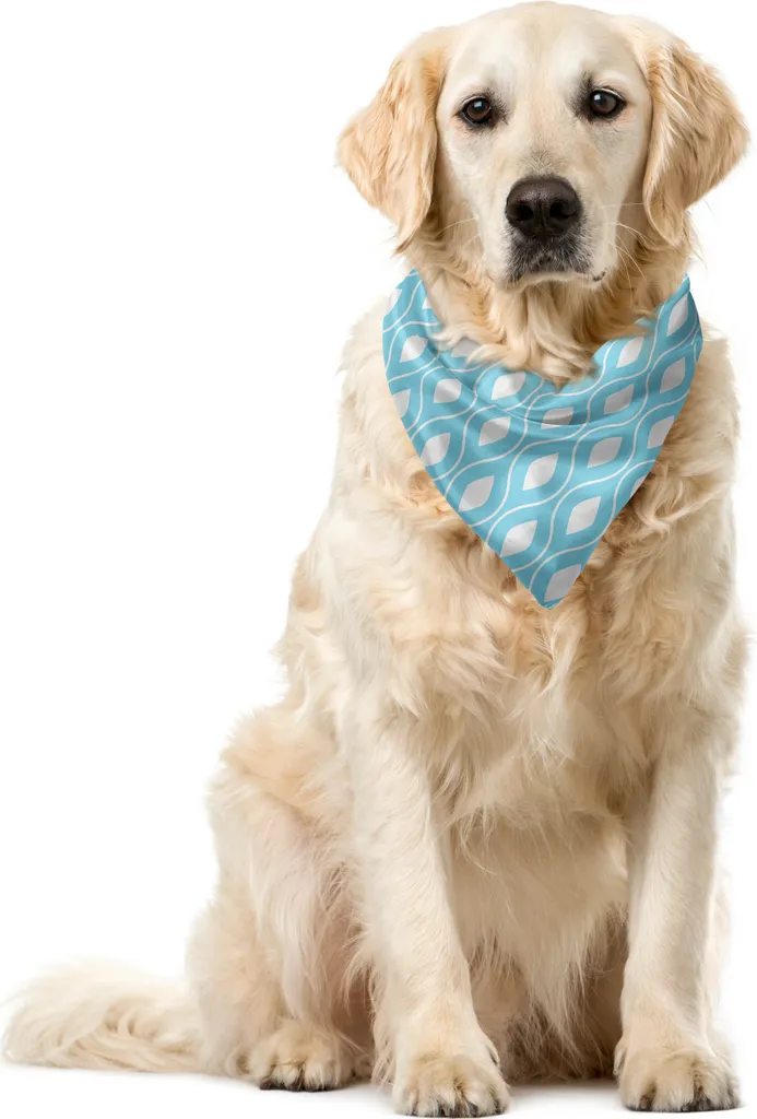 ABAKUHAUS Bandana Pet 40x40cm - Vintage Blu Bianco Ogee Lavabile