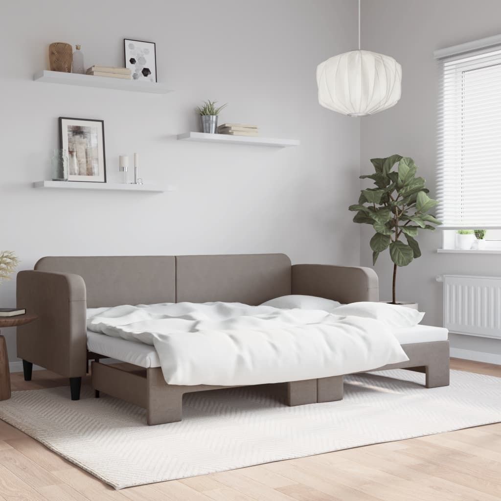 "Rabatt" Tagesbett Ausziehbar - 2-in-1-Tagesbett - Taupe 80x200 cm Stoff - Klassische Betten CC8452