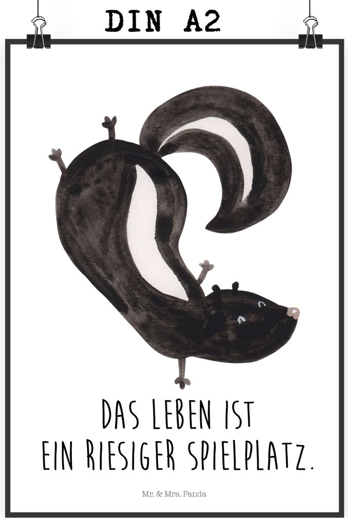 Mr. & Mrs. Panda Bild Stinktier Handstand DIN A2 - Weiß - Produktbild 