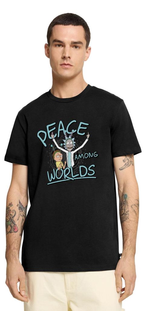 Spreadshirt Rick & Morty Peace Among Worlds Männer Premium T-Shirt, XXL, Schwarz