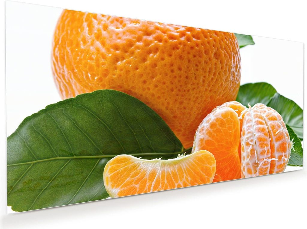Glasbild 110x55cm in XXL für Wohnzimmer, Schlafzimmer Motiv Frische Mandarine