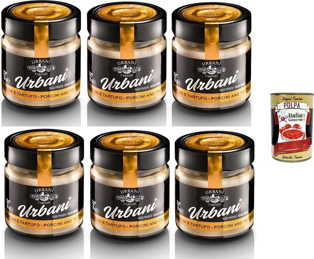 Urbani Tartufi Sugo Porcini & Tartufo Steinpilz- und Trüffelsauce 6x 130gr + Italian Gourmet Polpa di Pomodoro 400g