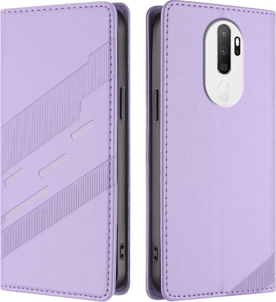 Hülle für Oppo A9 2020 / A5 2020, Kunstleder Brieftaschen Handyhülle mit Kartenfach und Standfunktion Violett