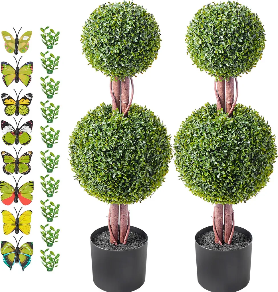 SucceBuy Set 2 Bosso Artificiale 120cm | Topiaria Doppia Palla UV