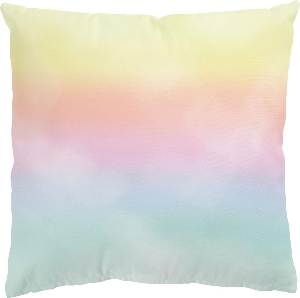 Dekokissen mit Motiv draußen / Outdoor Zierkissen waschbar Regenbogen bunt Illustration Sofakissen mit Füllung