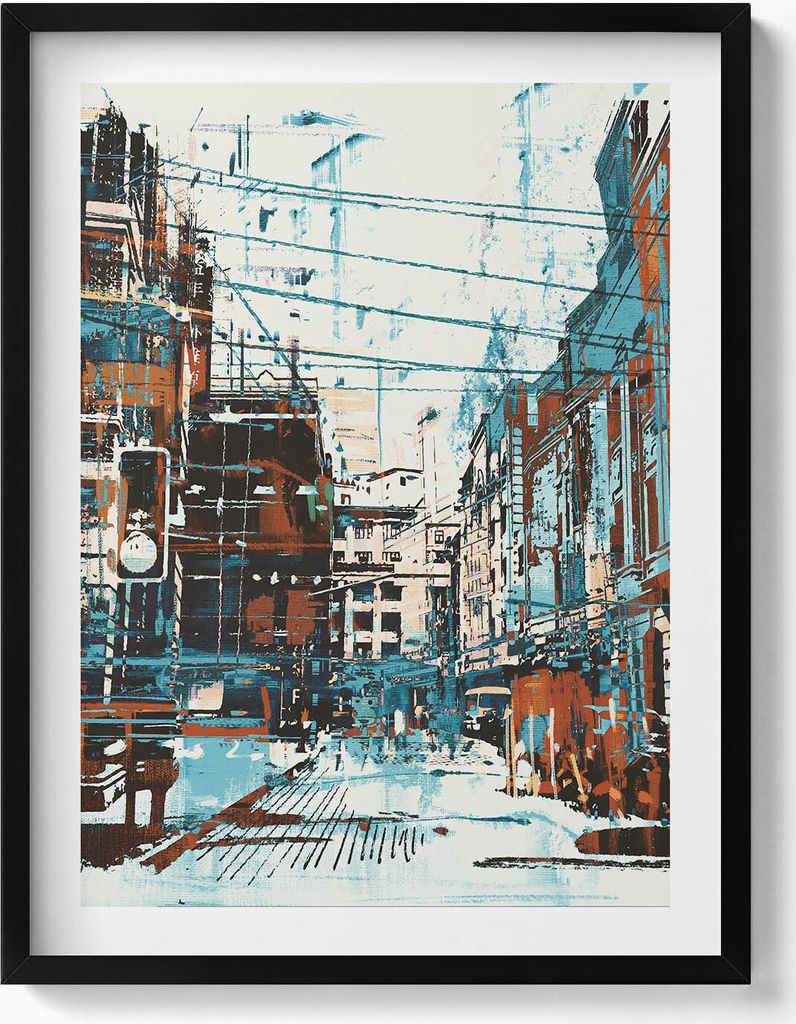 Straßenkunst– Wandbild mit Rahmen – Gerahmtes Bild – Wanddekoration – 60x80 cm – Schwarz Rahmen
