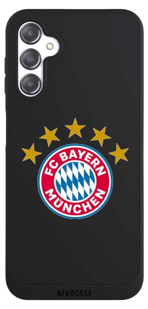 NIVOCASE Handyhülle für Samsung Galaxy A14 5G Hülle NIVOpure Case Schwarz FC Bayern München FCB Sterne