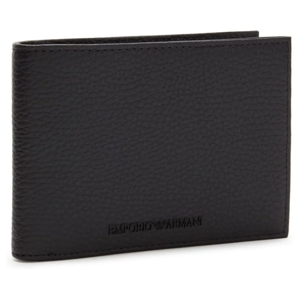 Portefeuille pour homme Armani en cuir véritable noir - Modèle Luxe - 2