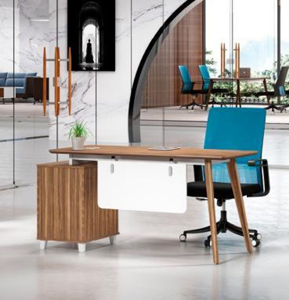 Braun-Weißer Bürotisch Schreibtische Hochwertige Holz Möbel
